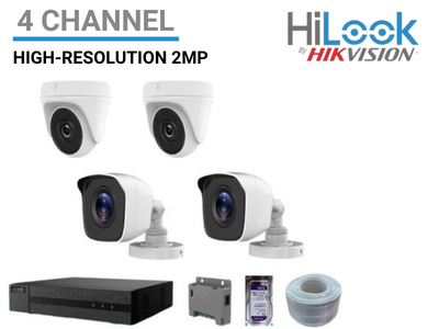 Paket CCTV HiLook 2MP 4 Kamera Full HD (2 Indoor + 2 Outdoor) Lengkap DVR & Harddisk