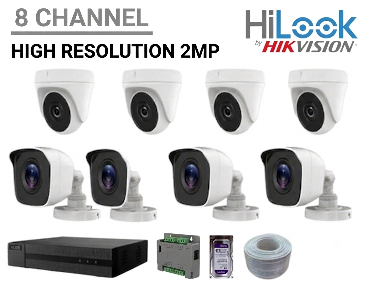 Paket CCTV HiLook 8 Channel 2MP Full HD