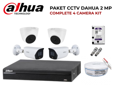 Paket CCTV Dahua 4 Channel 2MP Complete Kit